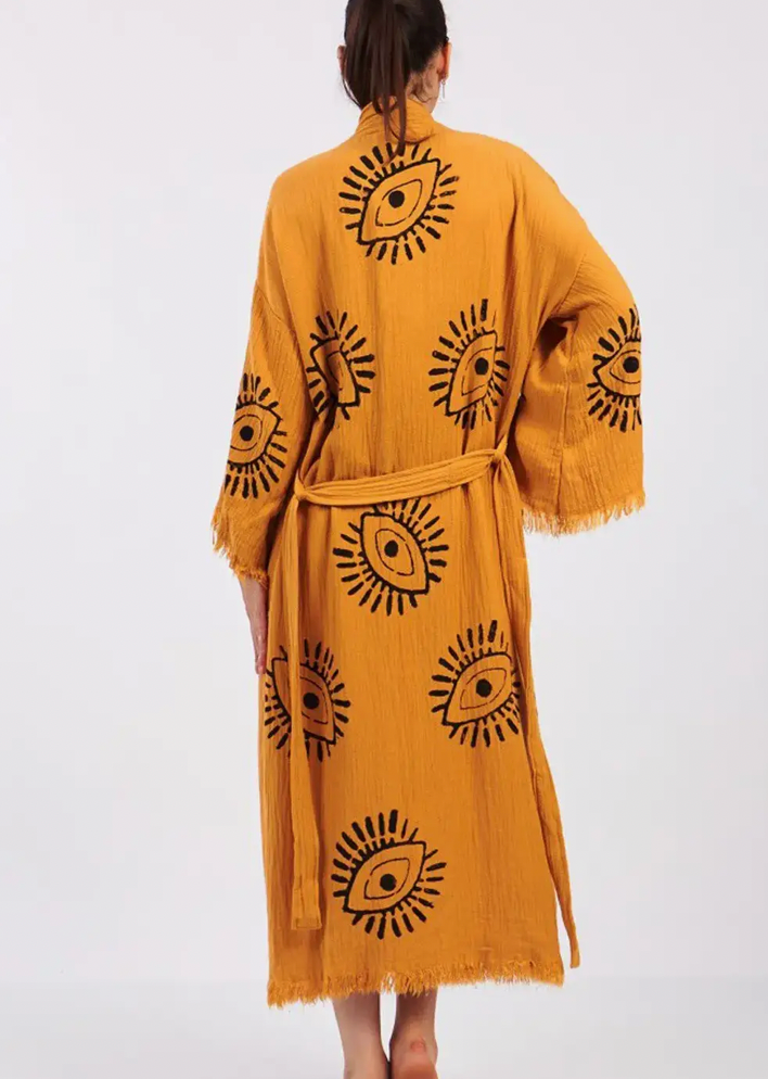 Evil Eye Kimono %100 Cotton Boho Kaftan/Kimono/Bathrobe