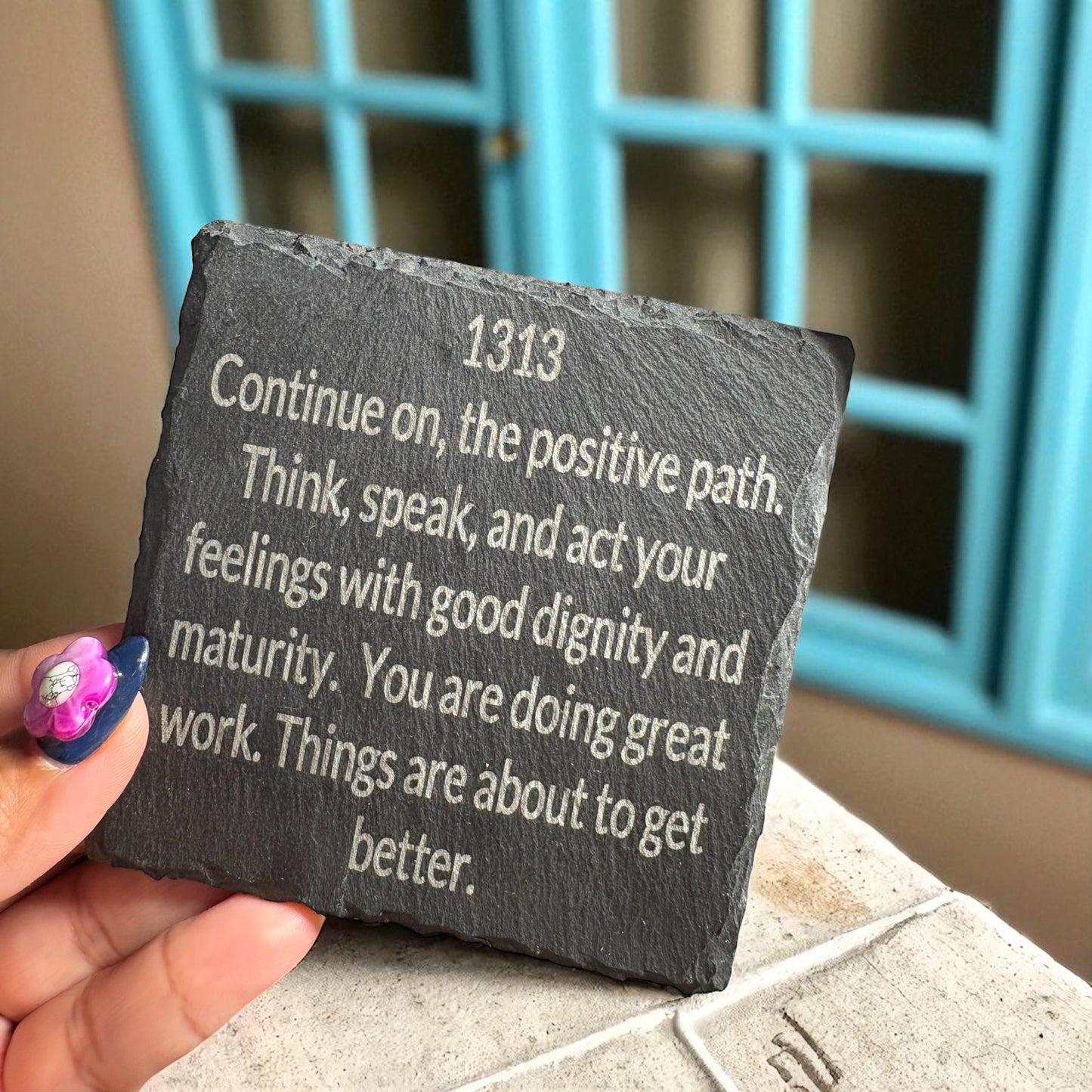 1313 Angel Number Slate/Coaster– Positivity & Growth