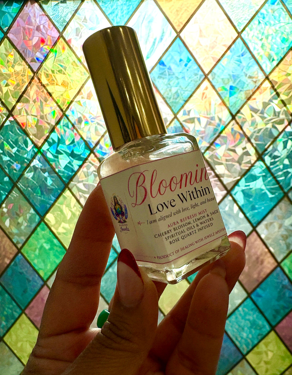 Blooming Love Within Aura Mist – Cherry Blossom, Lemon & Sage (Rose Quartz Infused, Spiritual Spray)