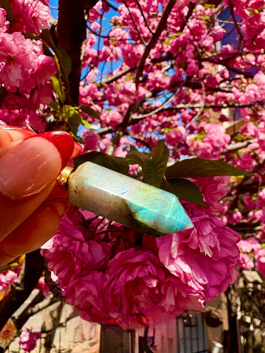 Labradorite Perfume Bottle Necklace