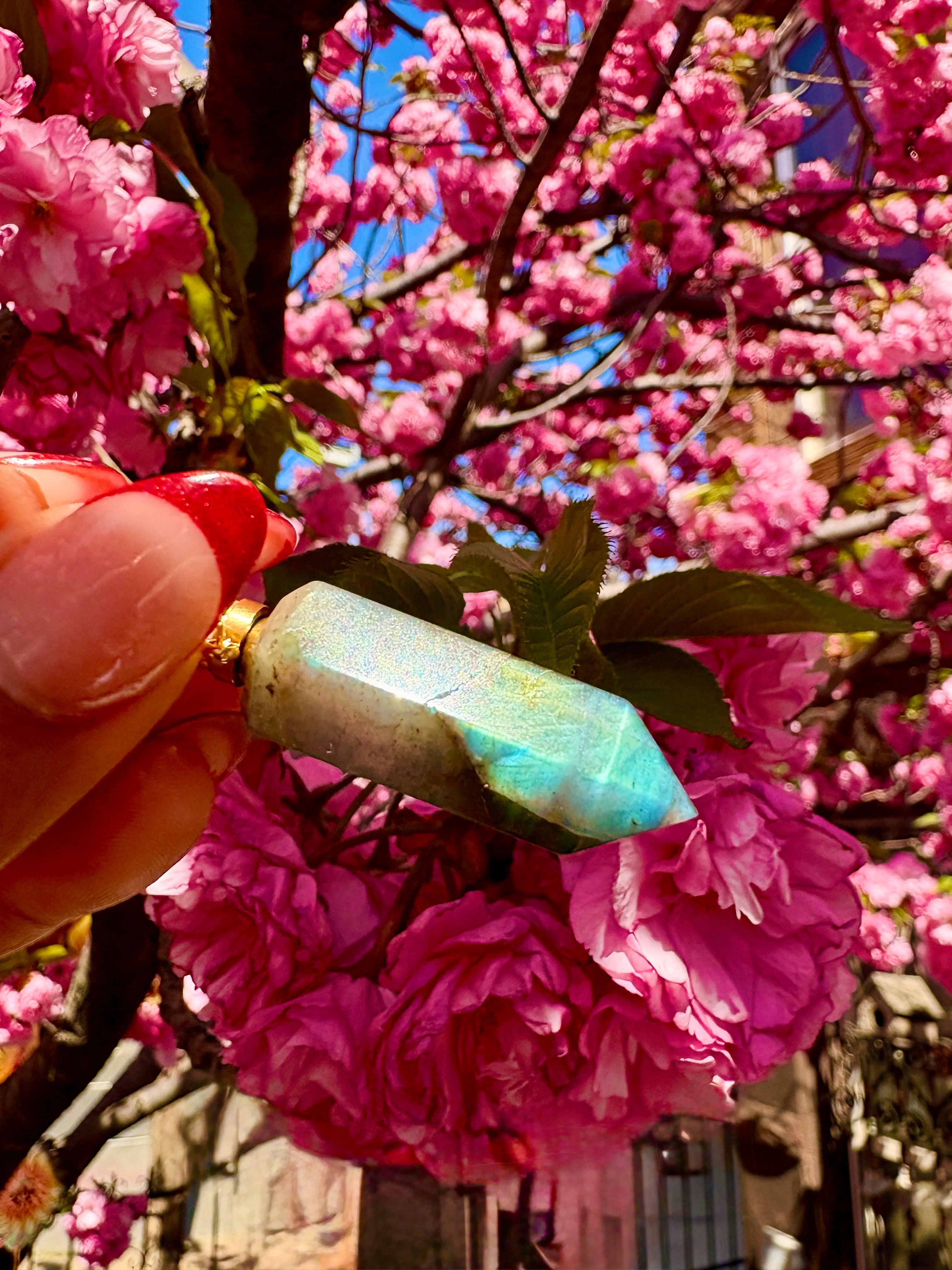 Labradorite Perfume Bottle Necklace