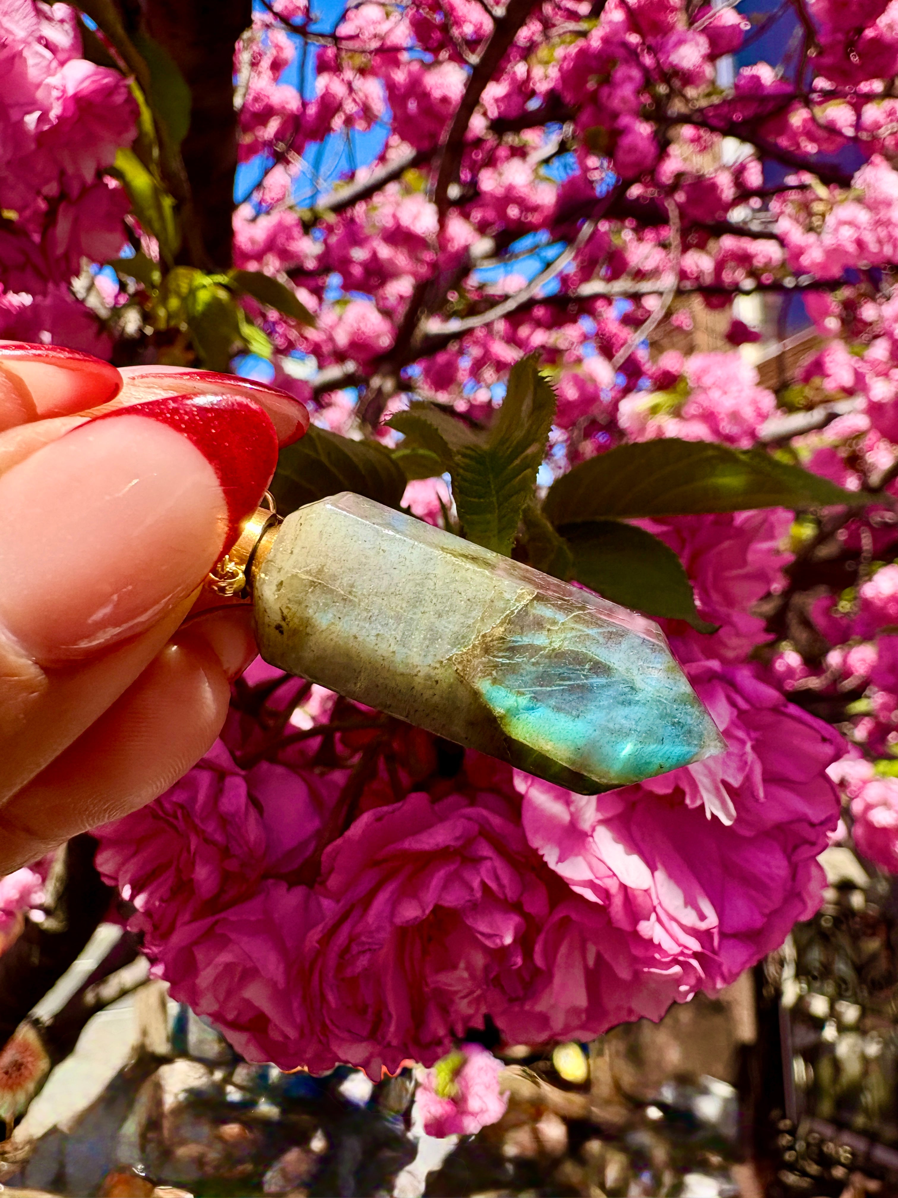Labradorite Perfume Bottle Necklace
