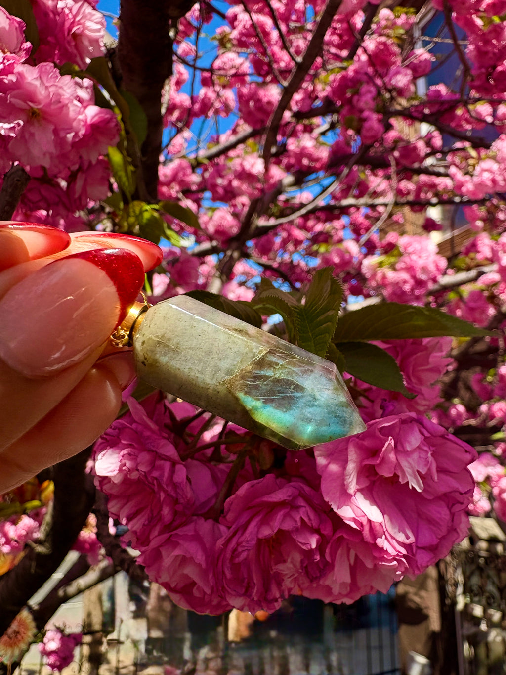 Labradorite Perfume Bottle Necklace