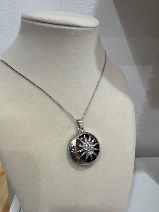Tiger’s Eye Sun & Moon Necklace Silver