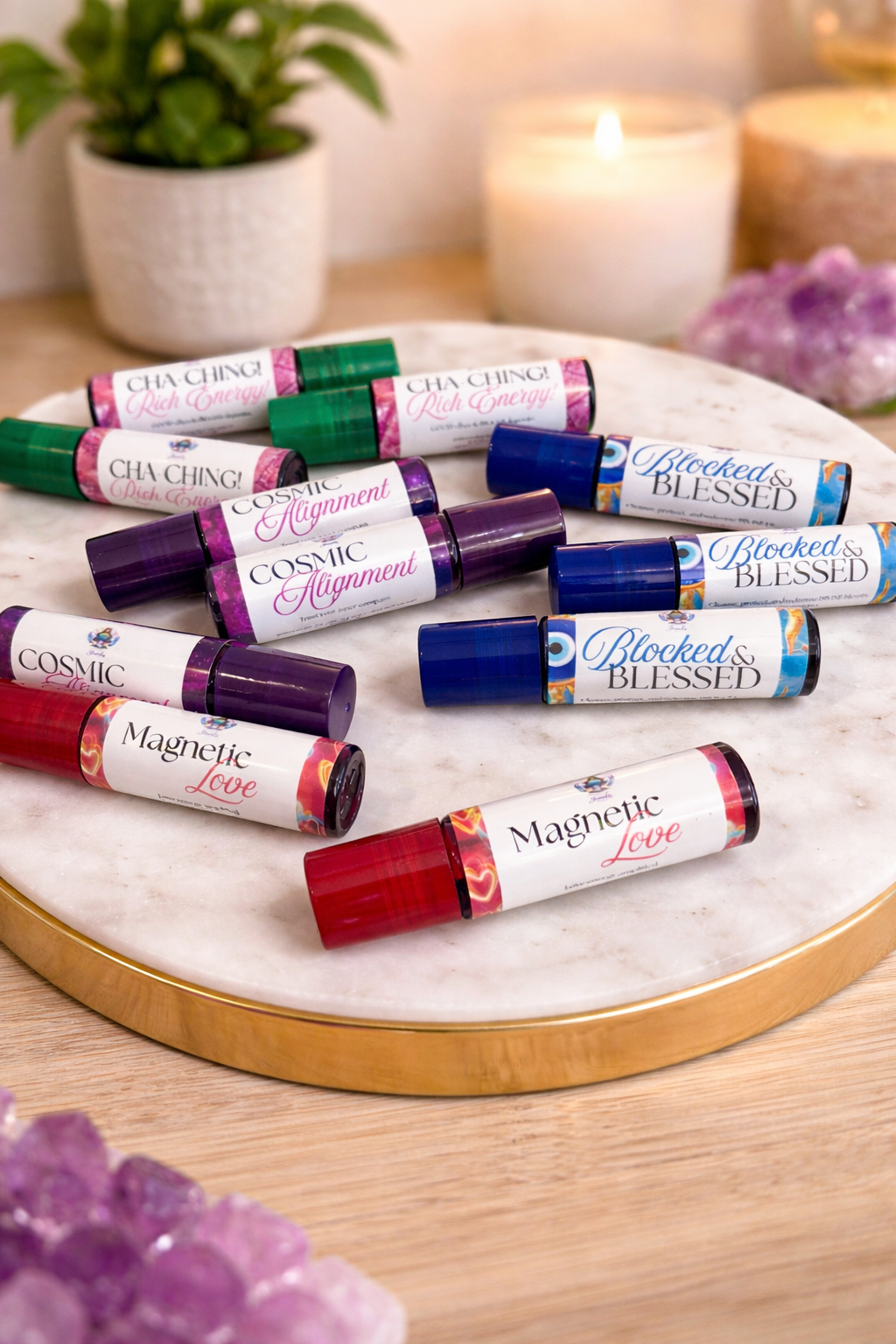 Cosmic Alignment Perfume Oil – Opium & Baccarat Rouge-Inspired (Labradorite Infused, Intuition & Energy Alignment)