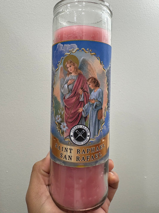 Saint Raphael / San Rafael Spiritual Candle – Pink