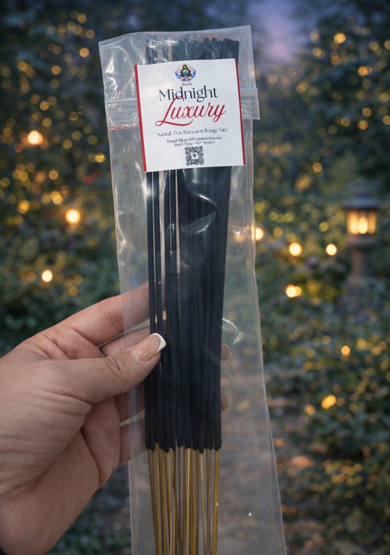 Midnight Luxury Incense Sticks – Santal 33 & Baccarat Rouge-Inspired Blend (Hand-Dipped, 60-Min Burn)
5 pieces