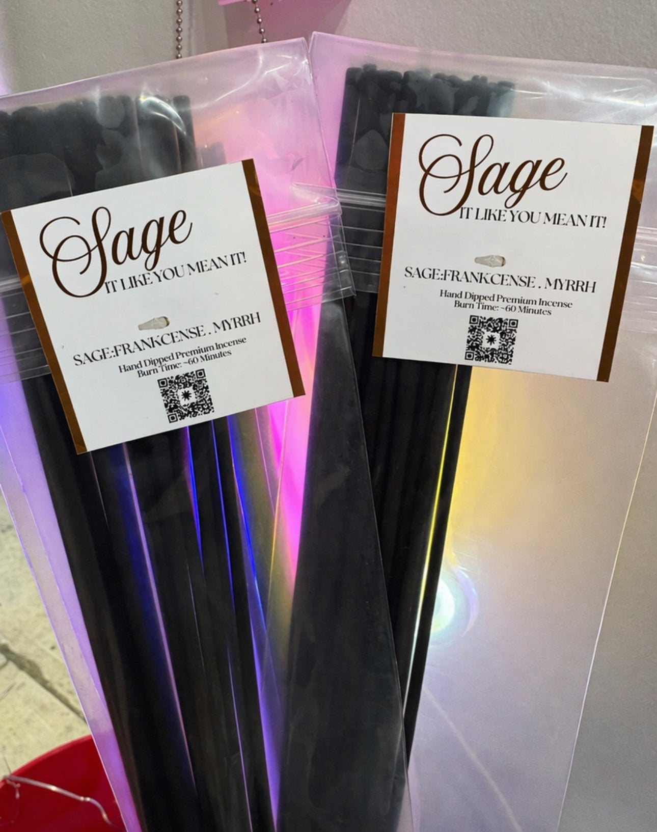 Sage It Like You Mean It! Incense Sticks – Sage, Frankincense & Myrrh (Hand-Dipped, 60-Min Burn) 20 pieces