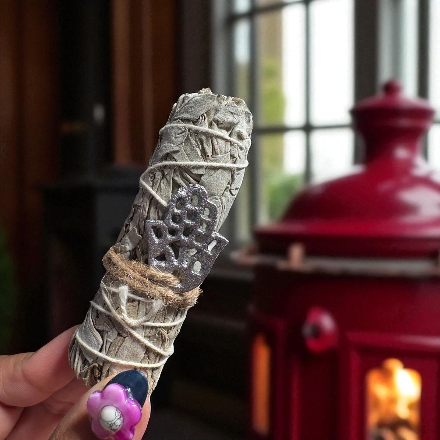 🧿 White Sage with Hamsa Charm