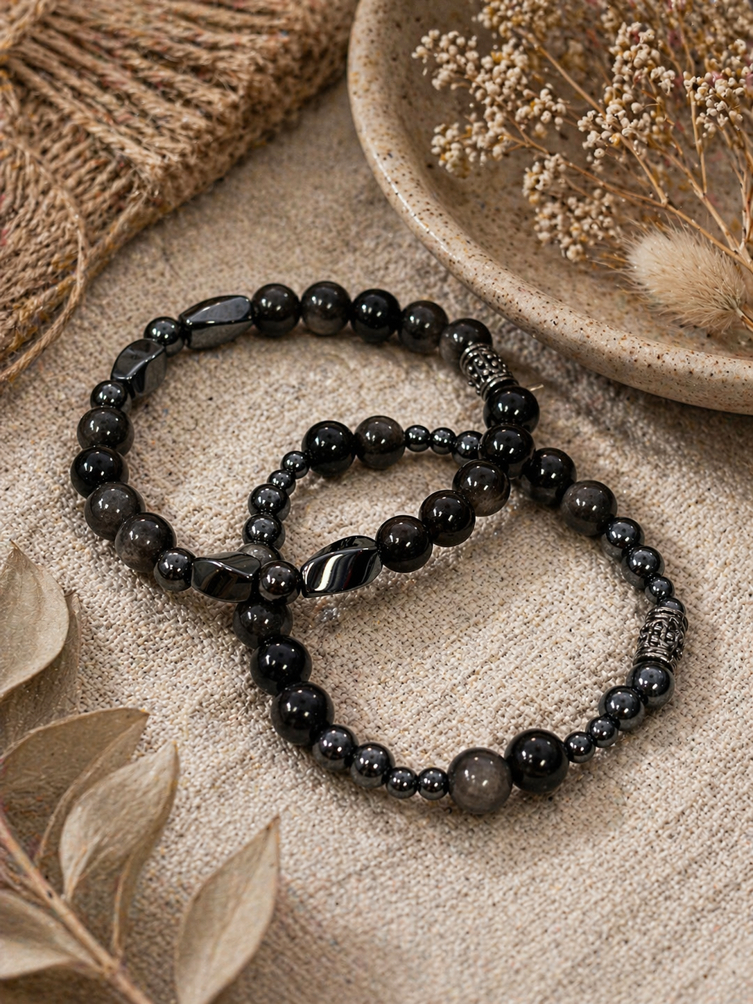 Obsidian & Hematite Protection Bracelet – “Baby Daddy Repellent” Energy Shield (By Jewelz)