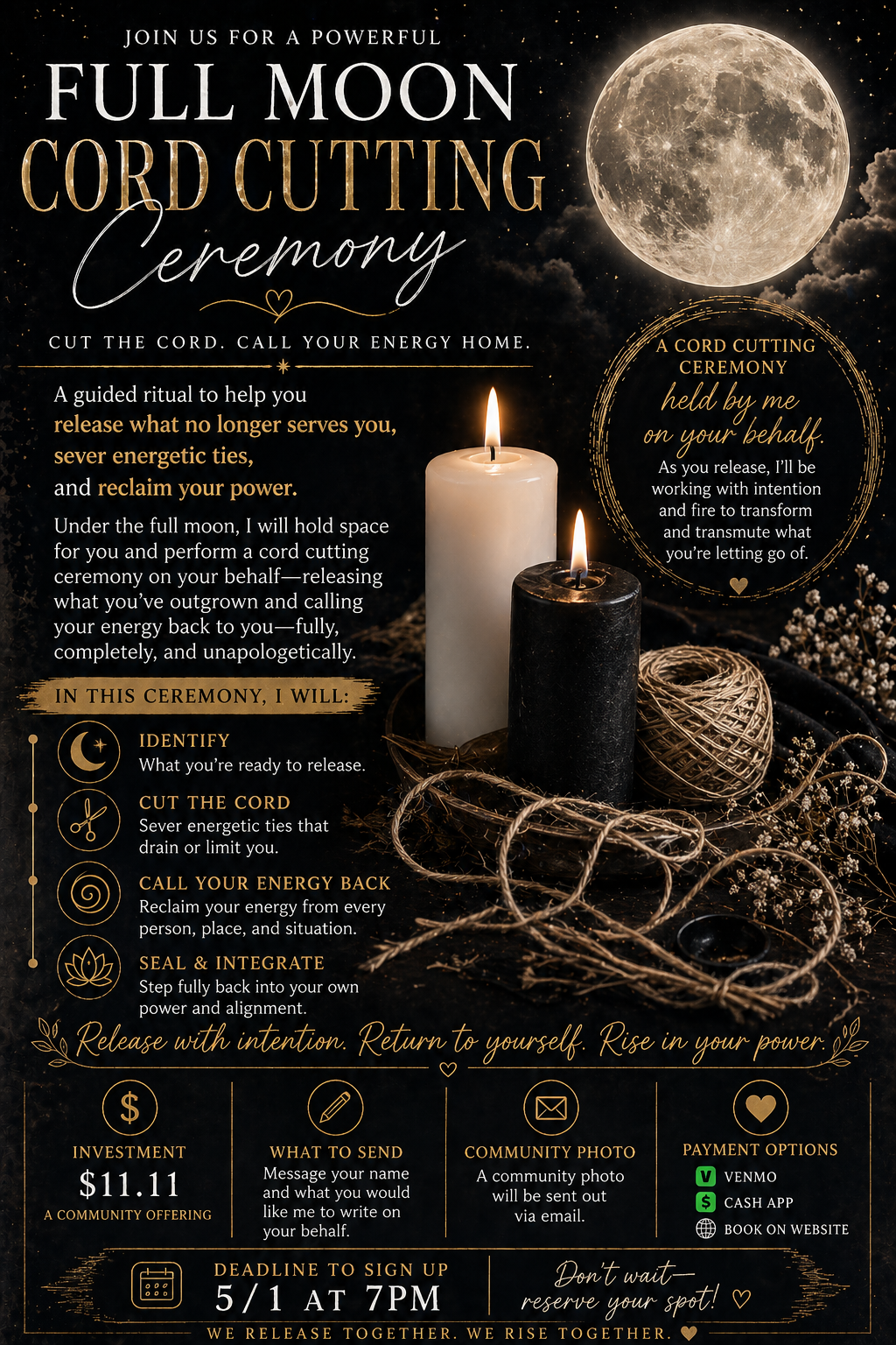 Full Moon Cord Cutting Ceremony — Held on Your Behalf