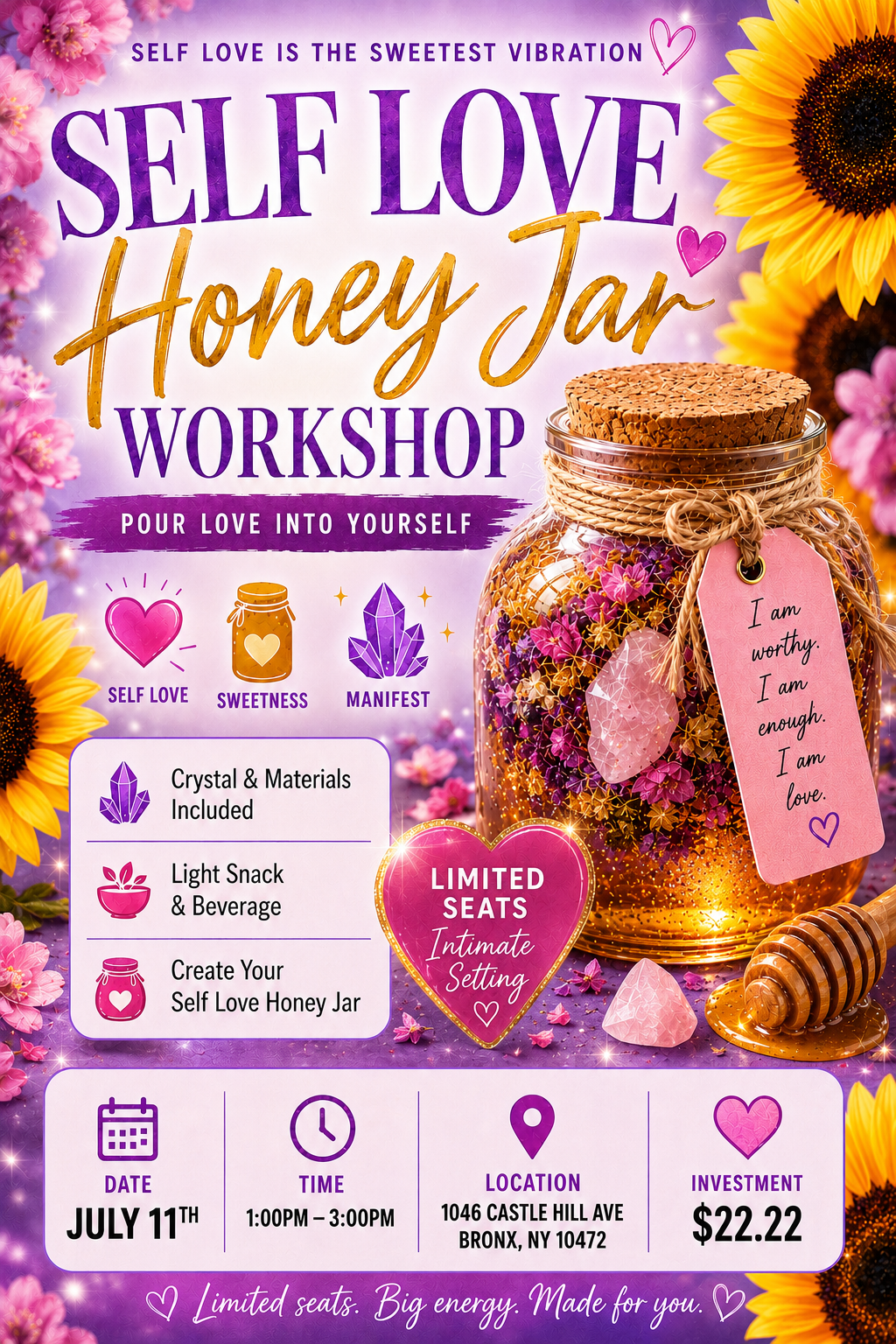 Self Love Honey Jar Workshop 🌻💜✨ PT 2