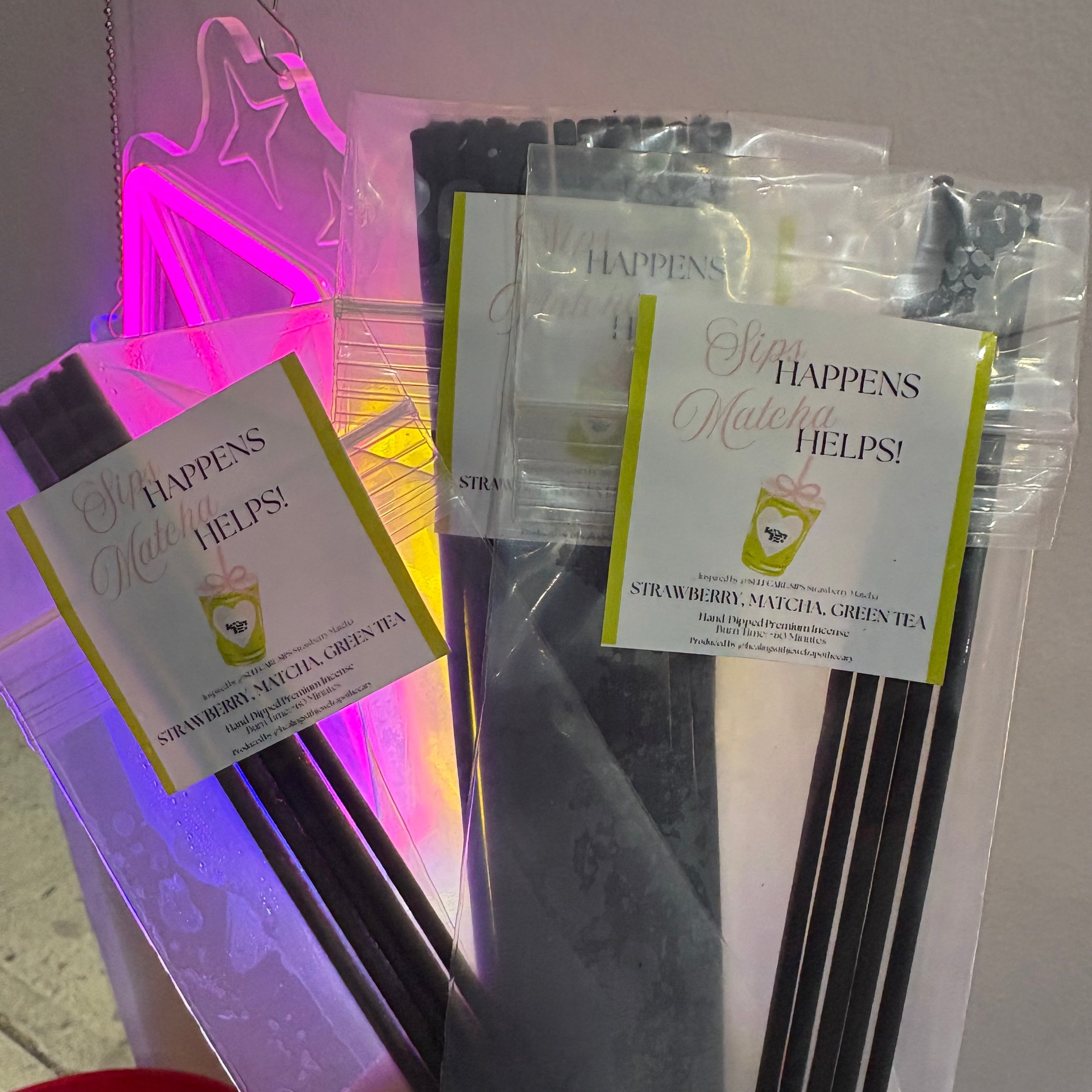 SIPS HAPPEN, MATCHA HELPS! 20 piece Incense sticks