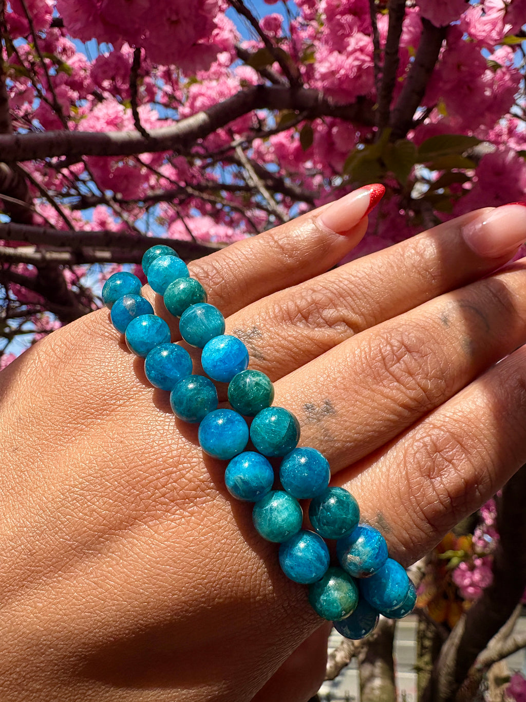 Blue Apatite Beaded Bracelet