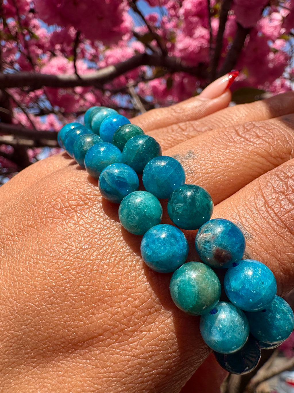 Blue Apatite Beaded Bracelet