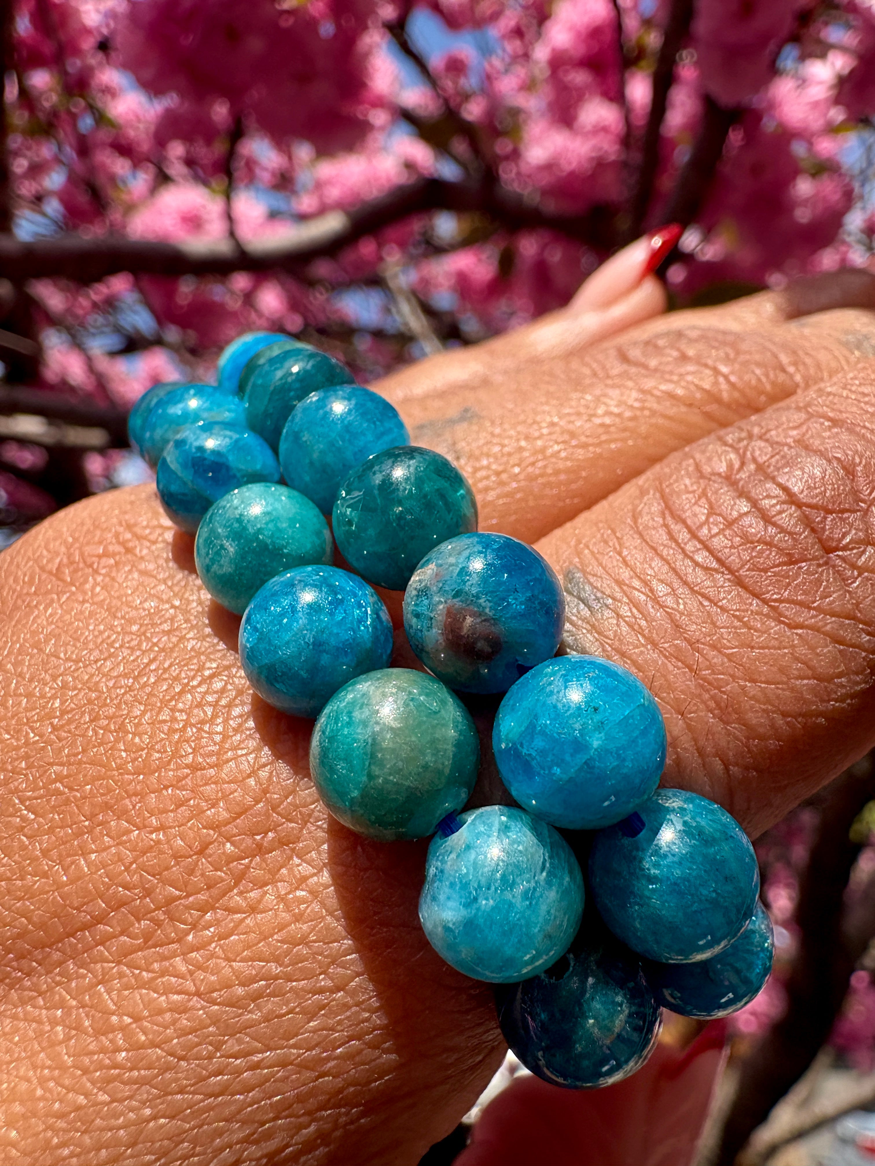 Blue Apatite Beaded Bracelet