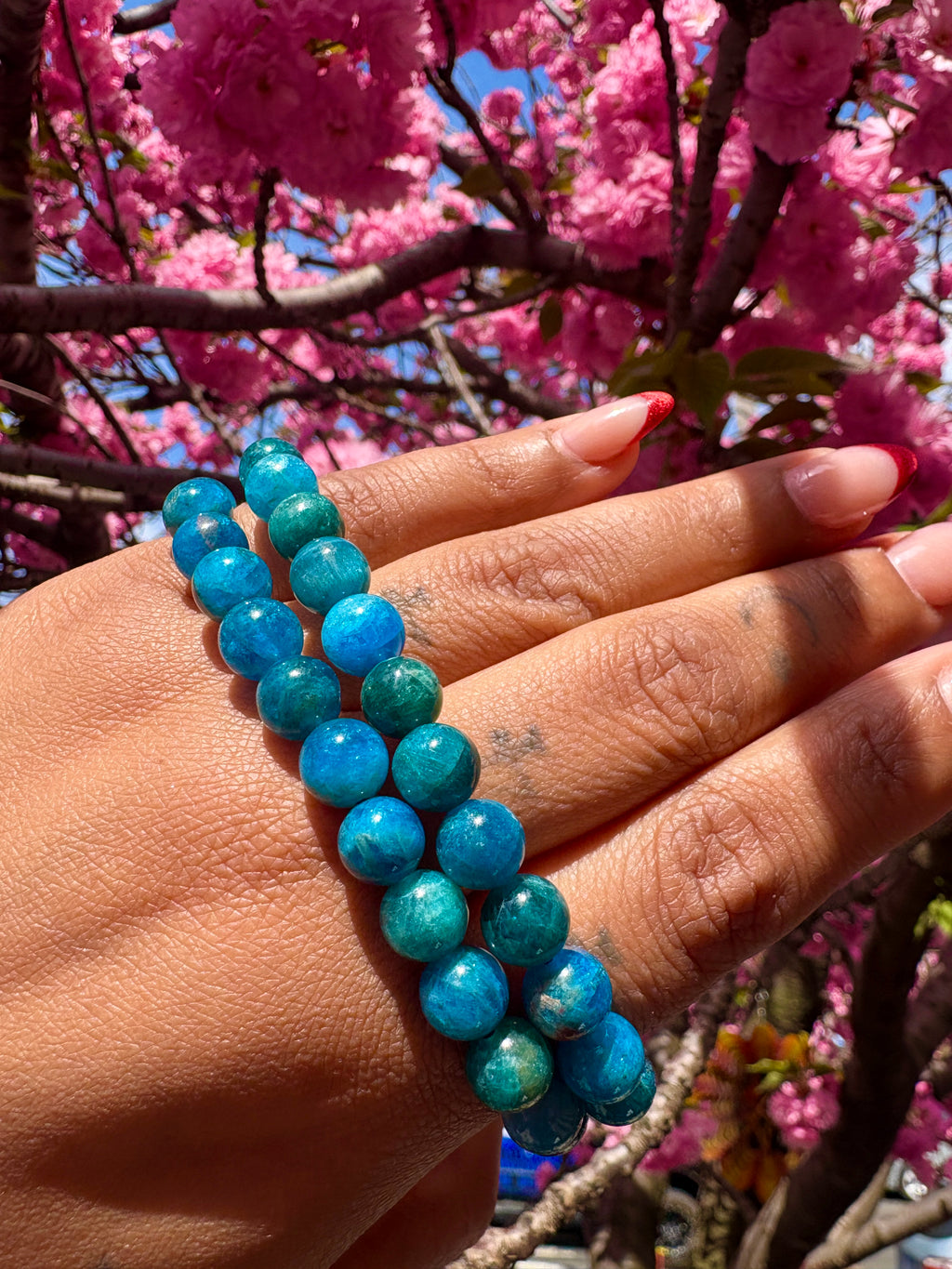 Blue Apatite Beaded Bracelet