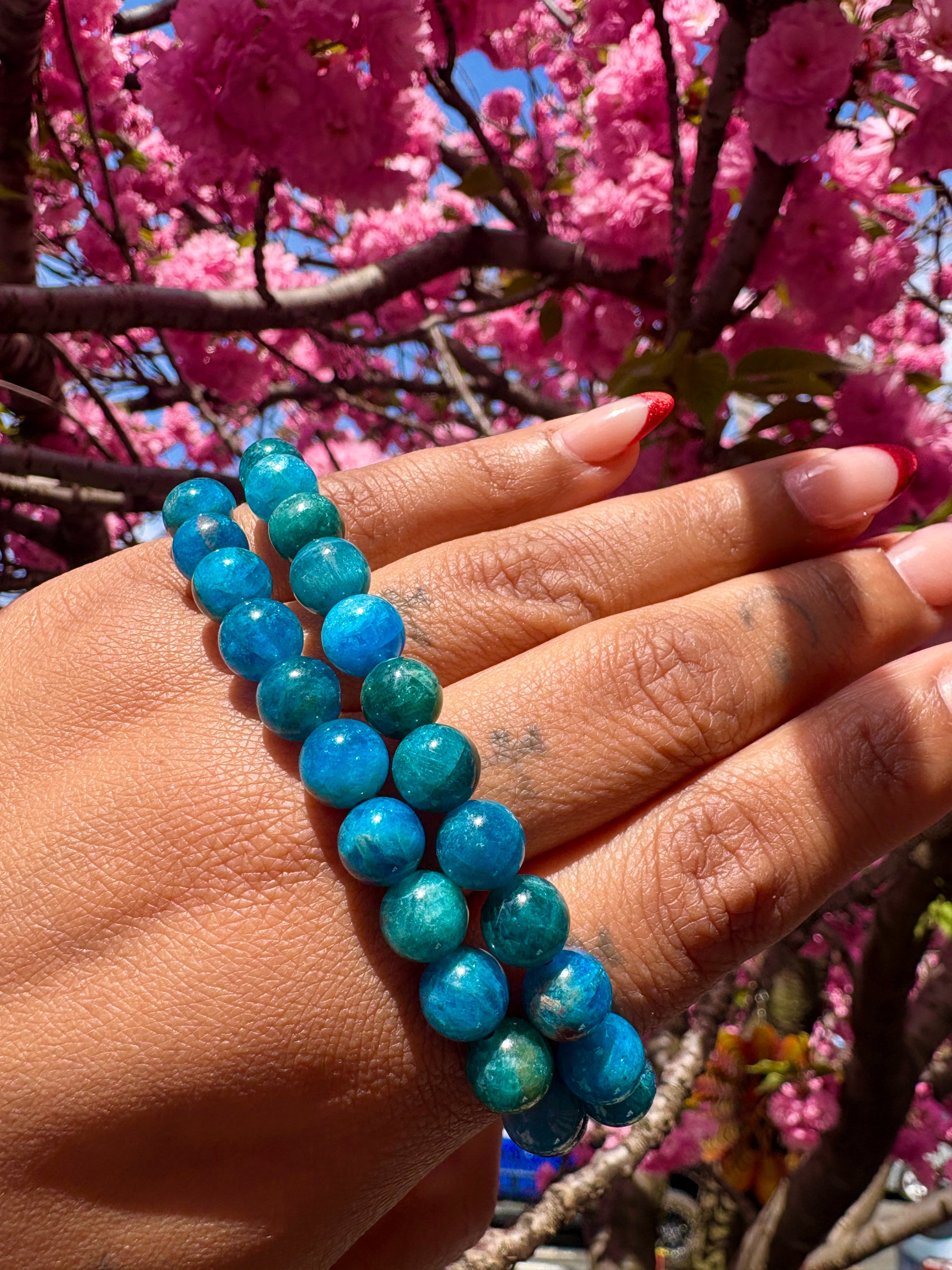 Blue Apatite Beaded Bracelet