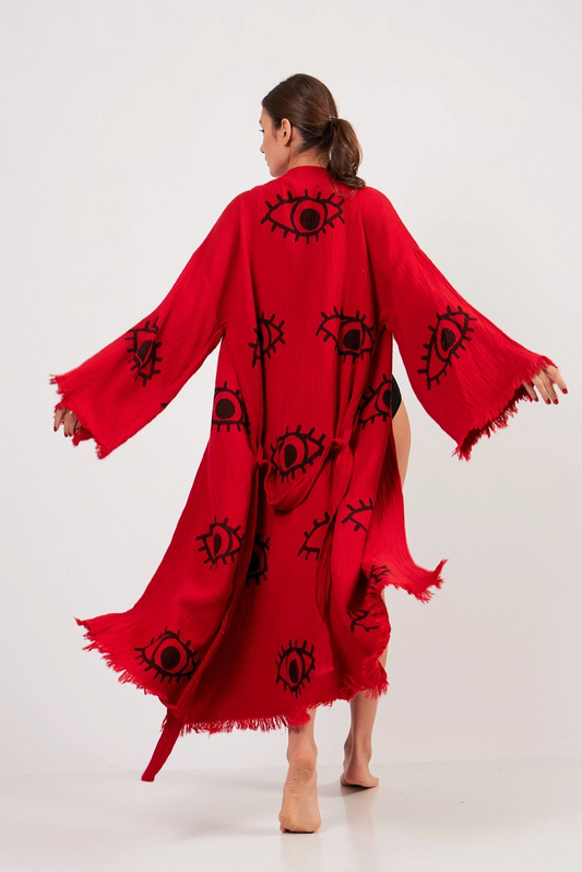 Evil Eye Kimono %100 Cotton Boho Kaftan/Kimono/Bathrobe
