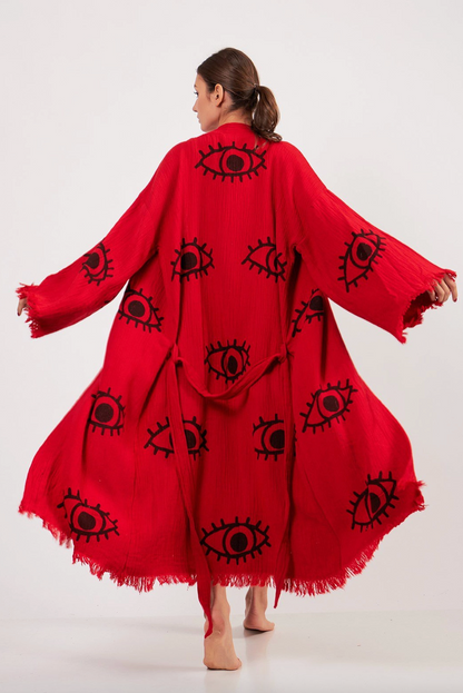 Evil Eye Kimono %100 Cotton Boho Kaftan/Kimono/Bathrobe