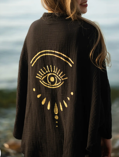 Black Evil Eye Kimono Robe / Poncho