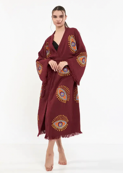 Evil Eye Kimono %100 Cotton Boho Kaftan/Kimono/Bathrobe