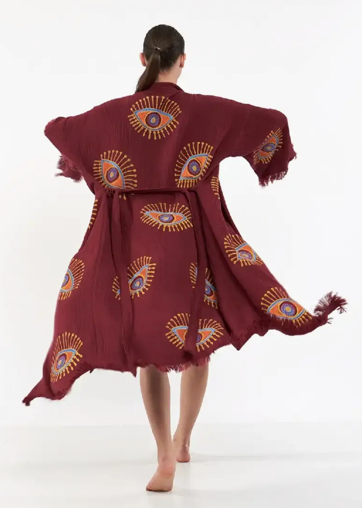 Evil Eye Kimono %100 Cotton Boho Kaftan/Kimono/Bathrobe