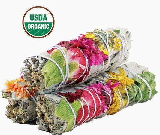 'joy' Floral White Sage Smudge Stick (4 in.)
