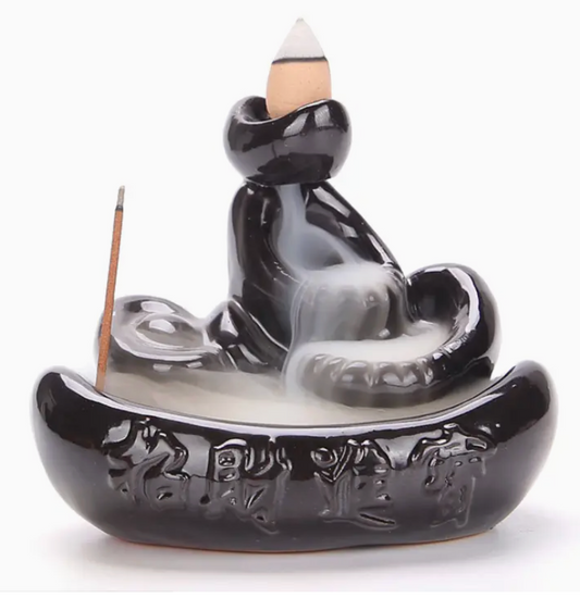 Ceramic Backflow Burner + Incense Holder: Dragon Falls