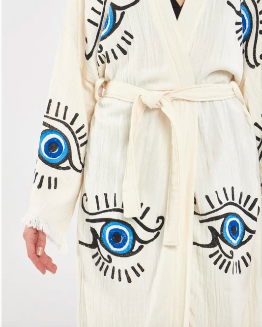 Evil Eye Kimono %100 Cotton Boho Kaftan/Kimono/Bathrobe