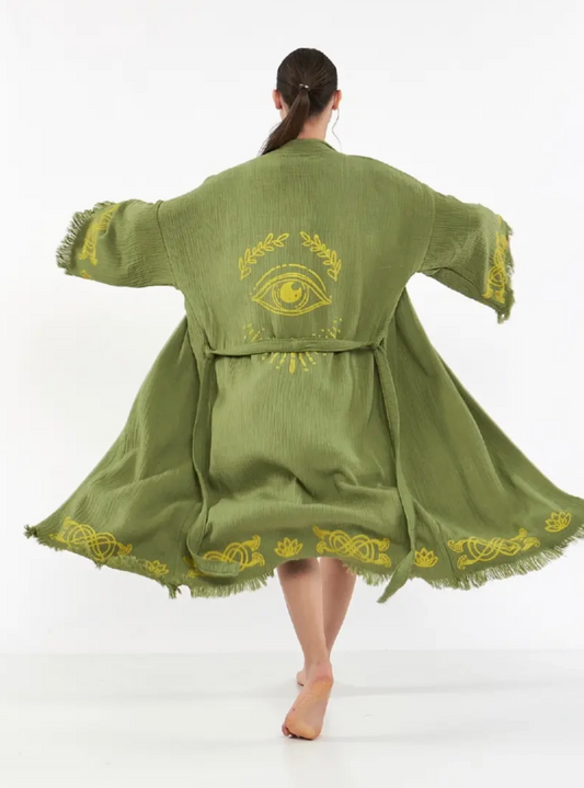 Evil Eye Kimono %100 Cotton Boho Kaftan/Kimono/Bathrobe