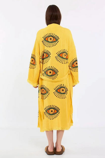 Evil Eye Kimono %100 Cotton Boho Kaftan/Kimono/Bathrobe