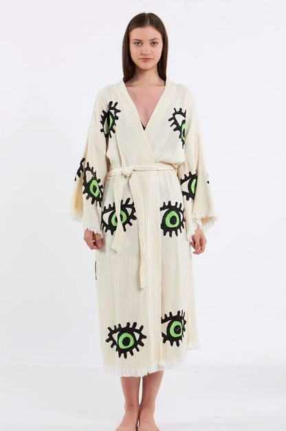 Evil Eye Kimono %100 Cotton Boho Kaftan/Kimono/Bathrobe