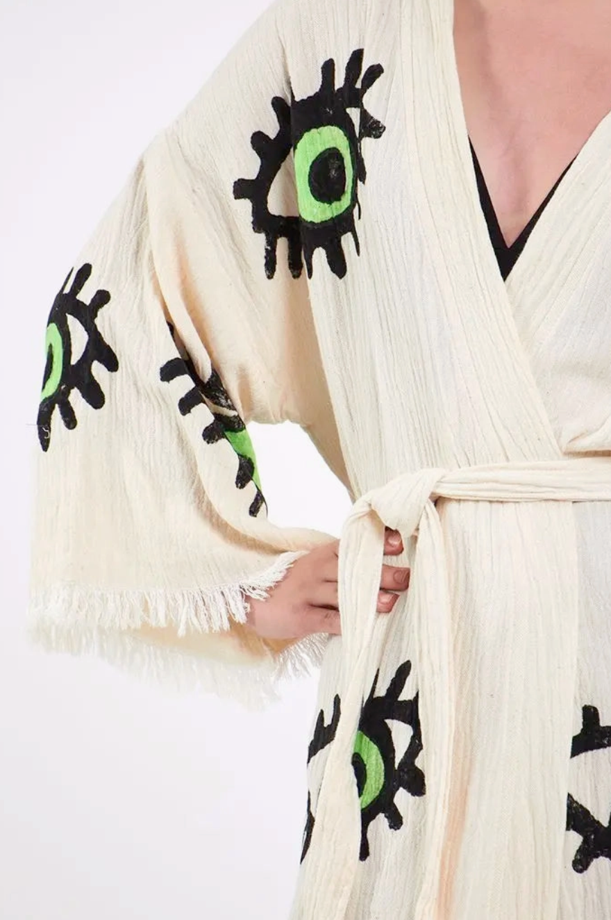Evil Eye Kimono %100 Cotton Boho Kaftan/Kimono/Bathrobe