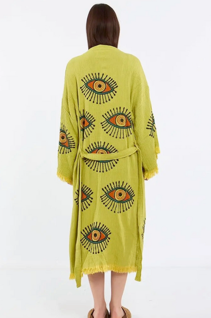Evil Eye Kimono %100 Cotton Boho Kaftan/Kimono/Bathrobe