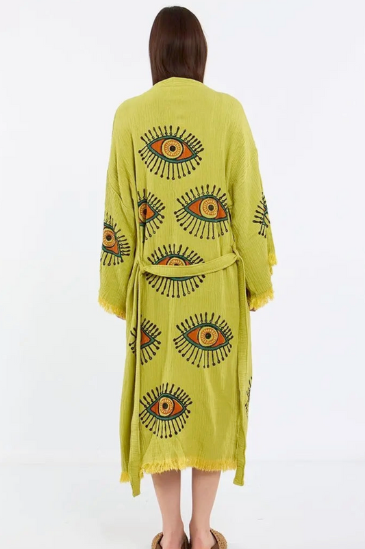 Evil Eye Kimono %100 Cotton Boho Kaftan/Kimono/Bathrobe
