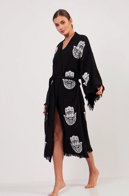 Evil Eye Kimono %100 Cotton Boho Kaftan/Kimono/Bathrobe