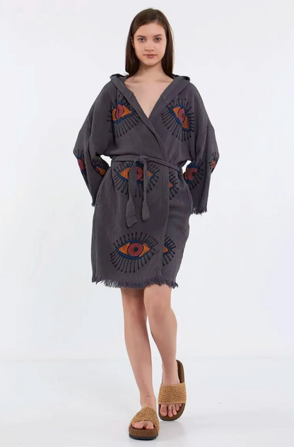 Evil Eye Kimono %100 Cotton Boho Kaftan/Kimono/Bathrobe
