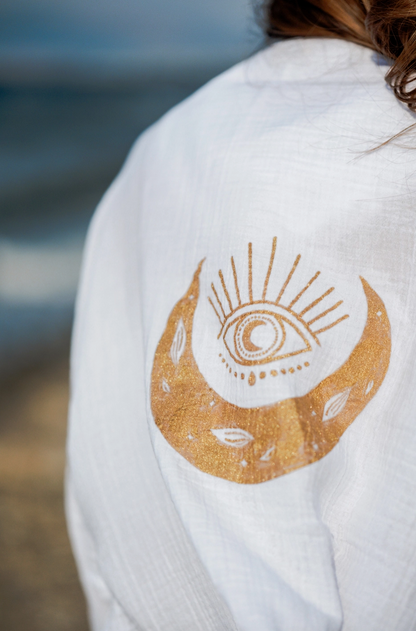 Evil Eye & Moon Kimono Robe / Poncho
