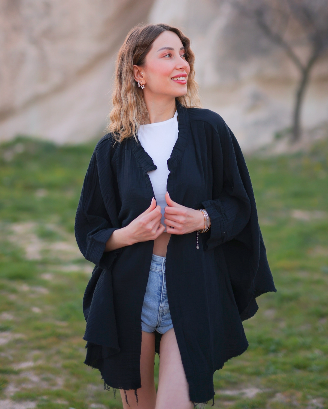 Hamsa Hand Kimono Robe / Poncho