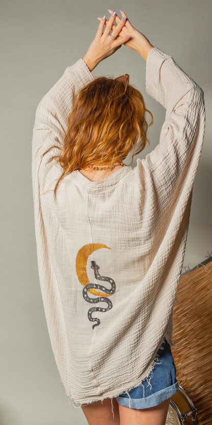 Snake & Moon Kimono Robe / Poncho