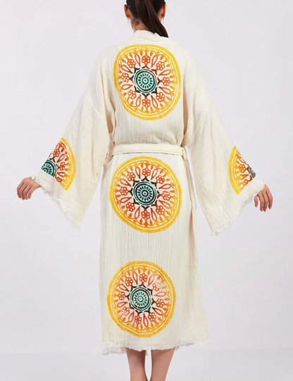 Vibrant Circle Kimono %100 Cotton Boho Kaftan/Kimono/Bathrobe