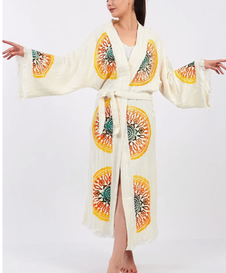 Vibrant Circle Kimono %100 Cotton Boho Kaftan/Kimono/Bathrobe