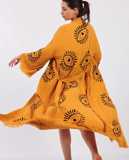 Evil Eye Kimono %100 Cotton Boho Kaftan/Kimono/Bathrobe