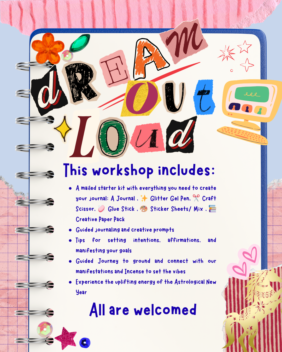 DREAM OUT LOUD: Virtual Junk Journal Workshop – Starter Kit Included