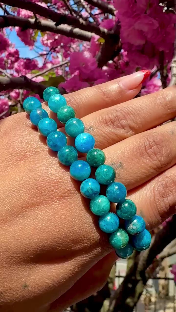 Blue Apatite Beaded Bracelet