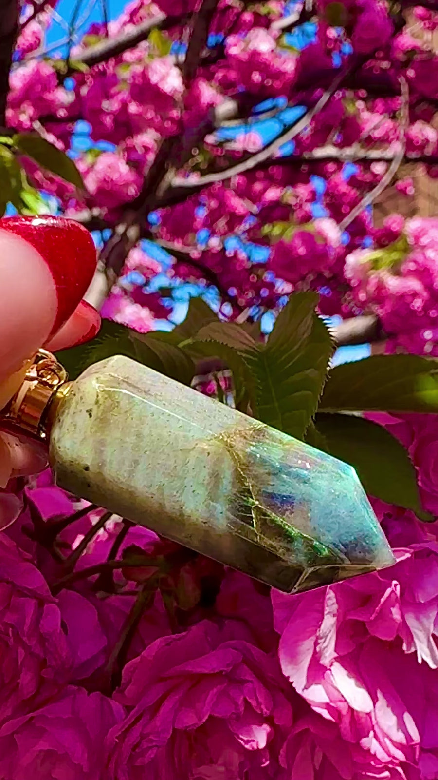 Labradorite Perfume Bottle Necklace